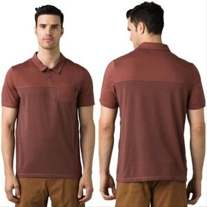 Prana Vino Red Men's Milo Polo Size Large Organic Cotton Blend